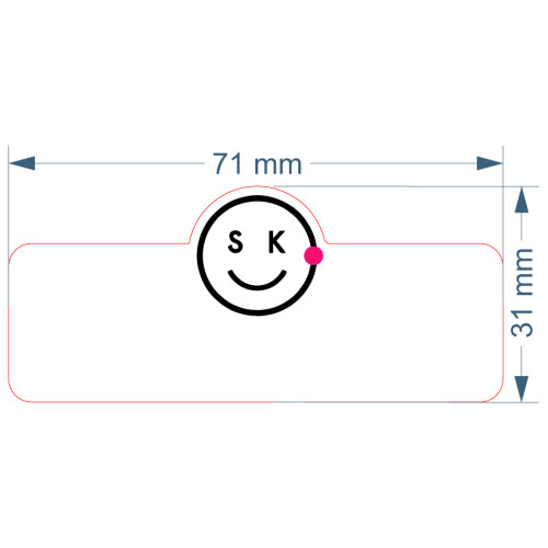 SK badge - custom shape, no doming, magnet fitting