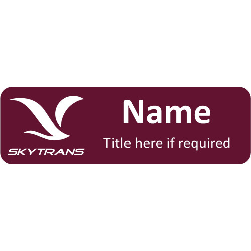 ST Badge 65x20mm with acrylic doming and pin fitting