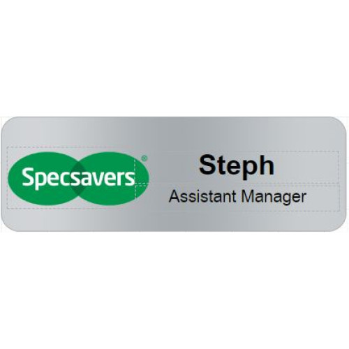 Specsavers MSilver badge 75x25mm