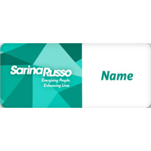 Sarina Russo badge -with magnet fitting
