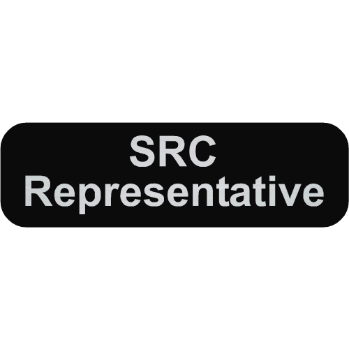 BRCC BLACK SRC Badge, 40x12mm with doming on Brushed Silver