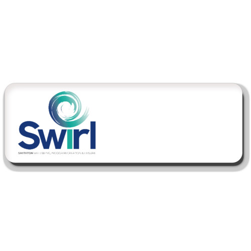 055 - SWIRL badge LOGO only, 75x25mm with pin fitting