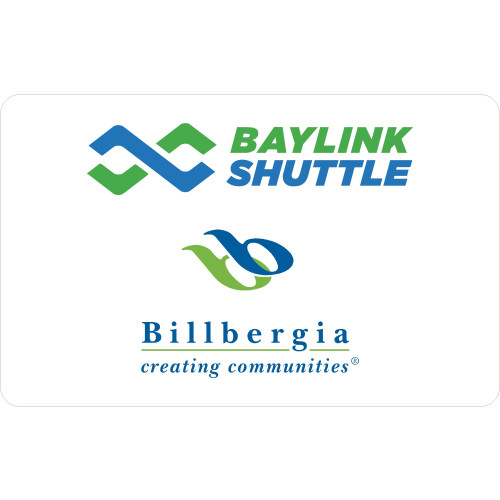 Baylink Shuttle and Billbergia Logo only badge 80x50mm, no doming, clip and pin fitting