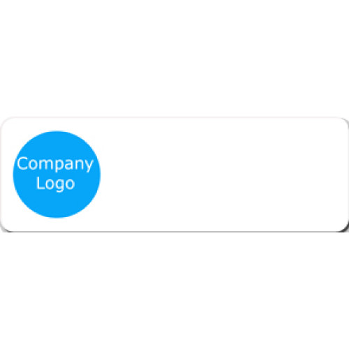 Personalised Text and logo badge with acrylic doming 75x25mm