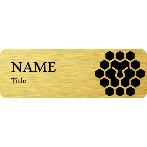 TLR badge brushed gold, BLACK LION, 75x25mm, doming, MAGNET