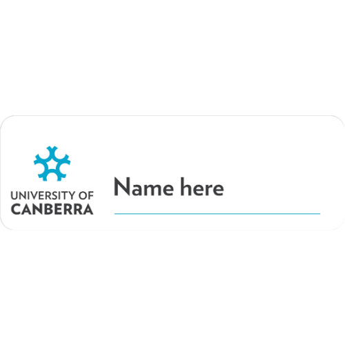 UC NAME only badge, 75X25mm, no doming and MAGNET fitting