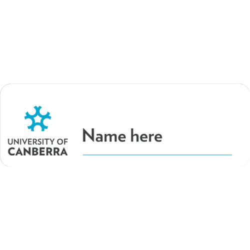 UC Name only badge 75x25mm, no doming and pin fitting