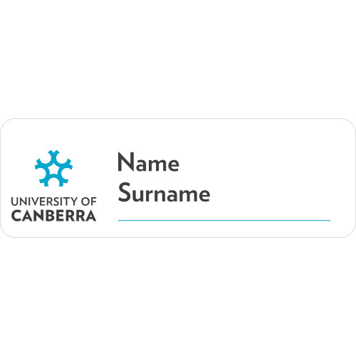 UC Name and SURNAME badge, 75X25mm, no doming and MAGNET fitting