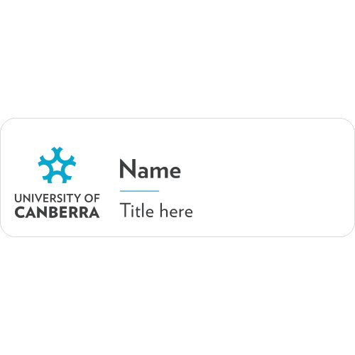 UC Name and Title badge 75x25mm, no doming and MAGNET fitting