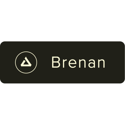 Burbank badge, 75x25mm with doming and magnet fitting