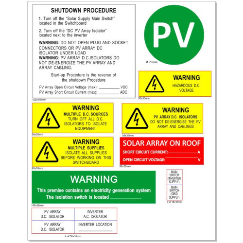 VIC SOLAR LABEL KIT 14 UNITS