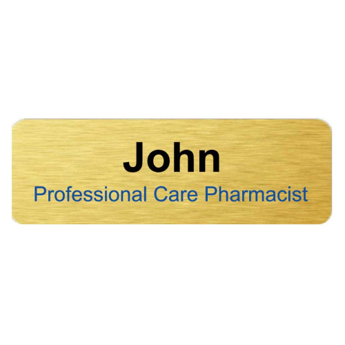 Warnervale Chemist Care badge 75x25mm Brushed gold
