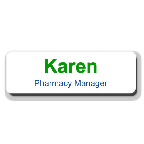 Warnervale Chemist Care badge 75x25mm WHITE