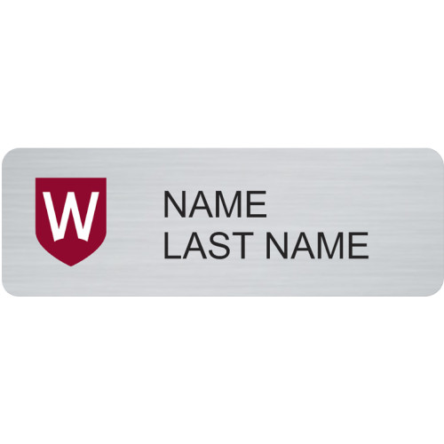 WSU badge brushed silver 75x25mm with no doming