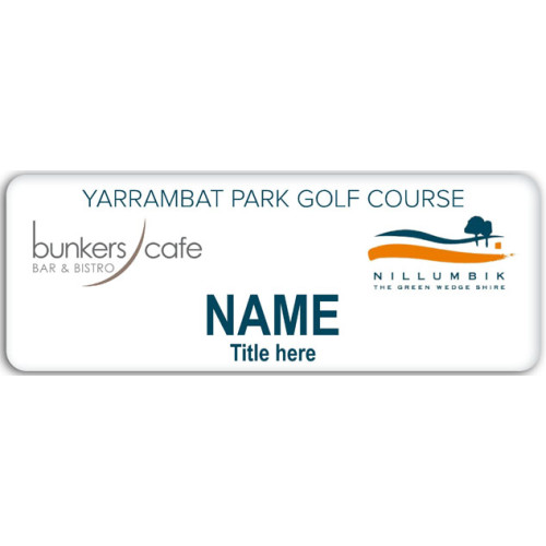 Yarrambat Park Golf Course badge with acrylic doming and magnet fitting