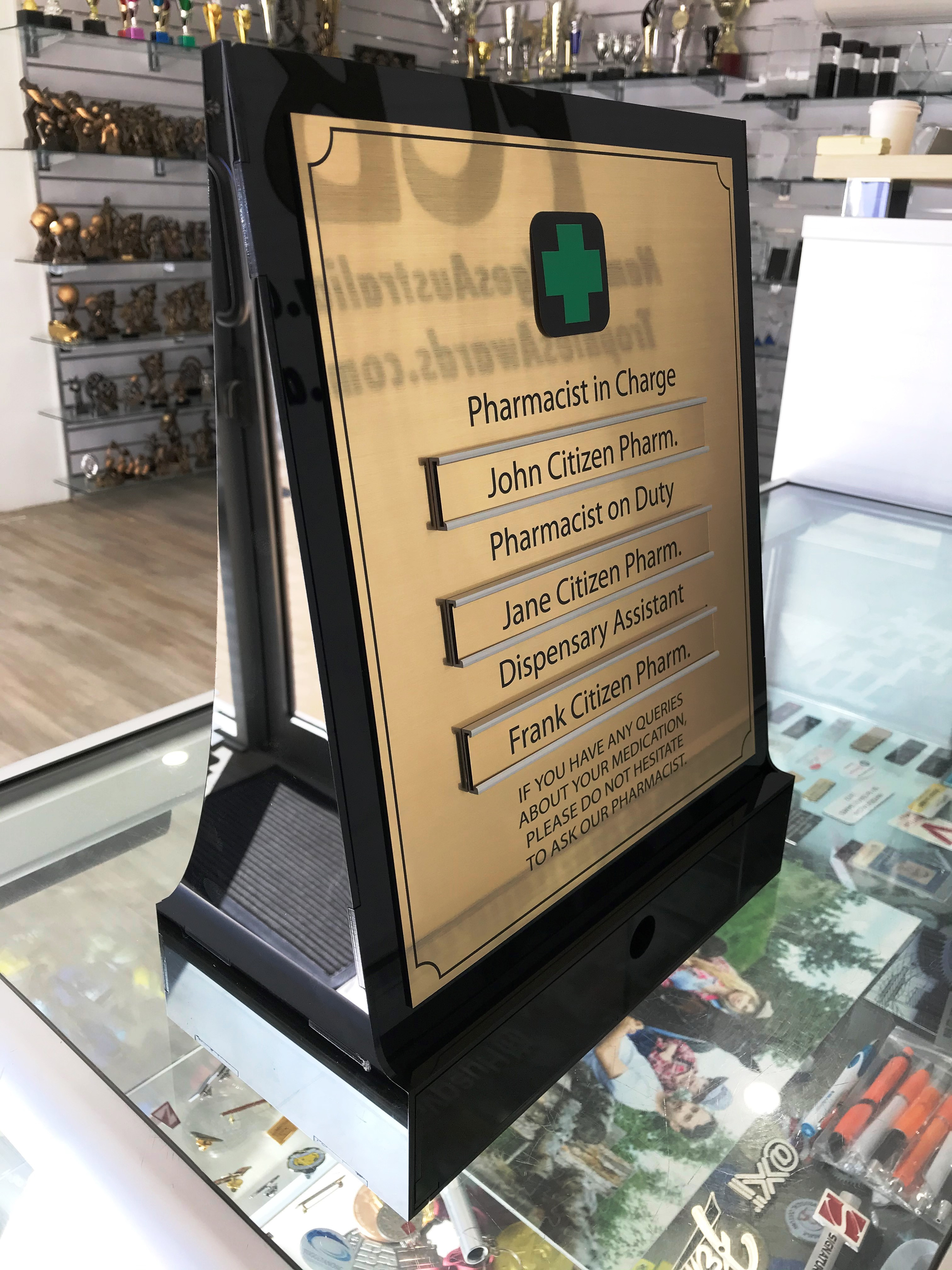 Pharmacy Counter Top Plaque with Drawer