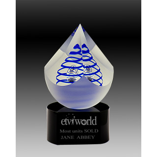 140mm Crystal PYRAMIDE with BLUE Swirl from $160.18