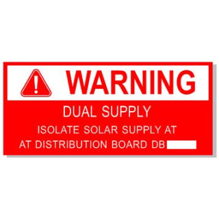 90x40mm WARNING DUAL SUPPLY ISOLATE BLANK FOR DB