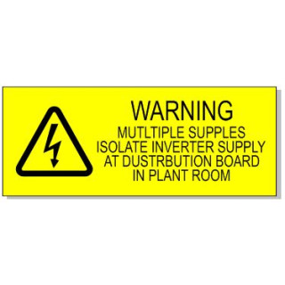 95x35mm WARNING MULITIPLE SUPPLIES PLANT ROOM