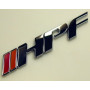 Chrome plated plastic auto badge / emblem,  gloss chrome with 2 color enamel fill,  3M auto adhesive