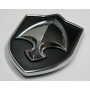 Plastic car badge, 3D dimensional raised  graphics logo, black enamel, with studs